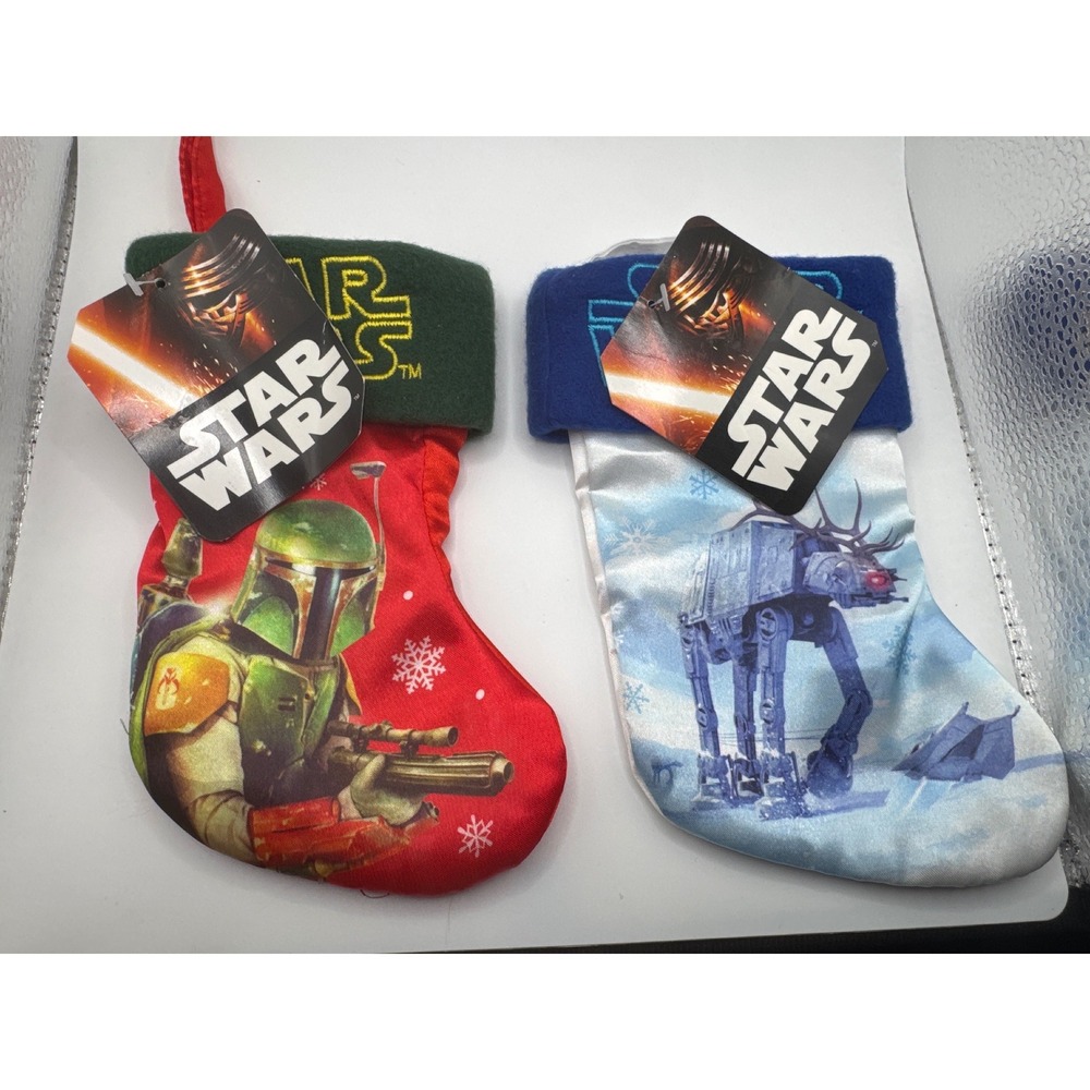 Star Wars Mini Christmas Stockings Set Boba Fett AT-AT Disney Prima NWT